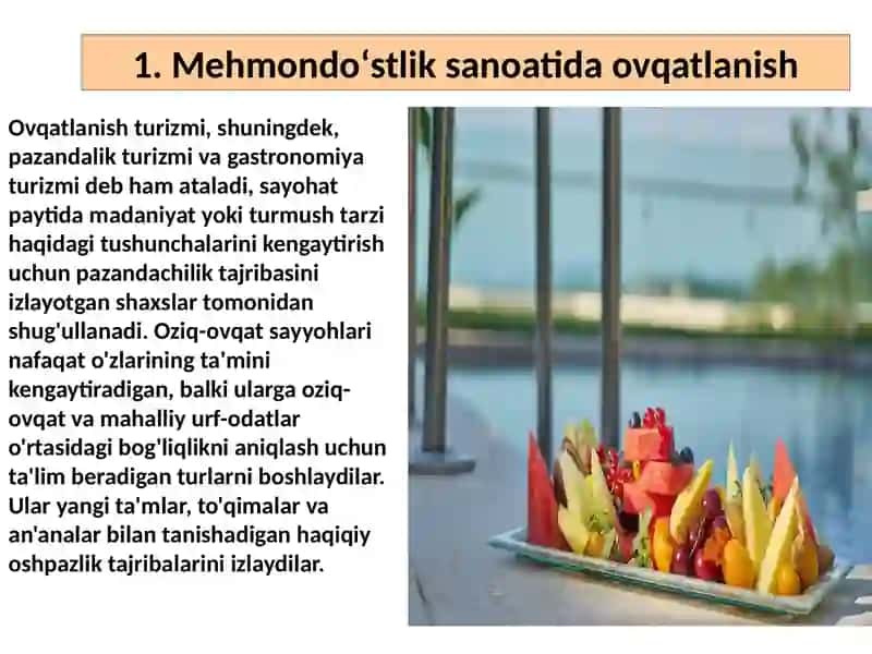 Turizmda ovqatlanish xizmatlari 2