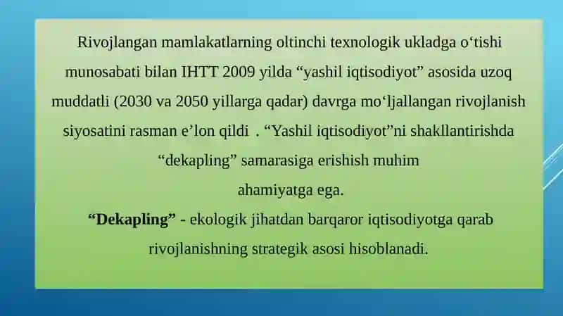 QISHLOQ XO‘JALIGINI “YASHIL IQTISODIYOT” ASOSIDA BARQAROR RIVOJANTIRISH YO‘LLARI 2
