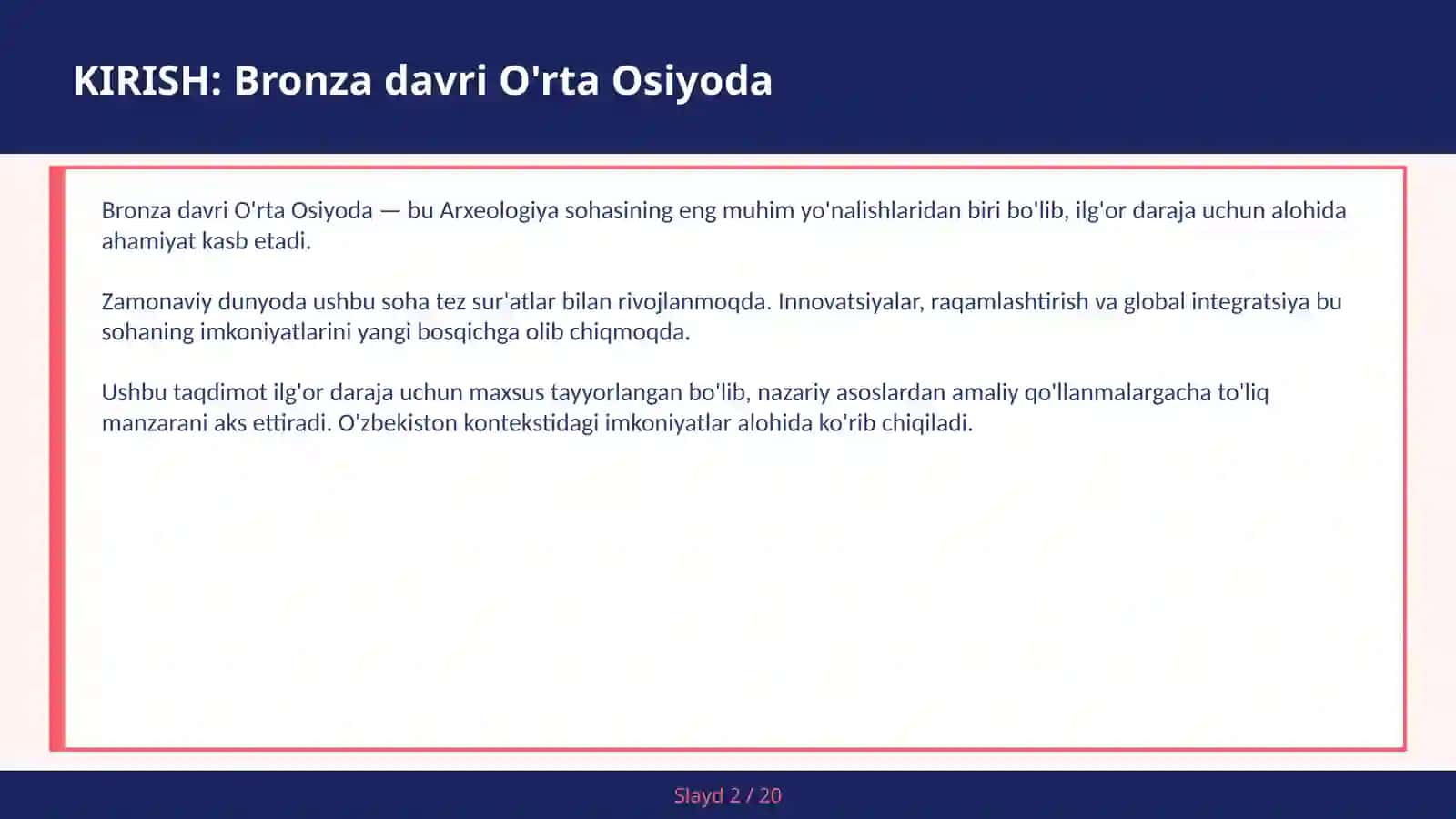 Bronza davri O'rti Osiyoda 2