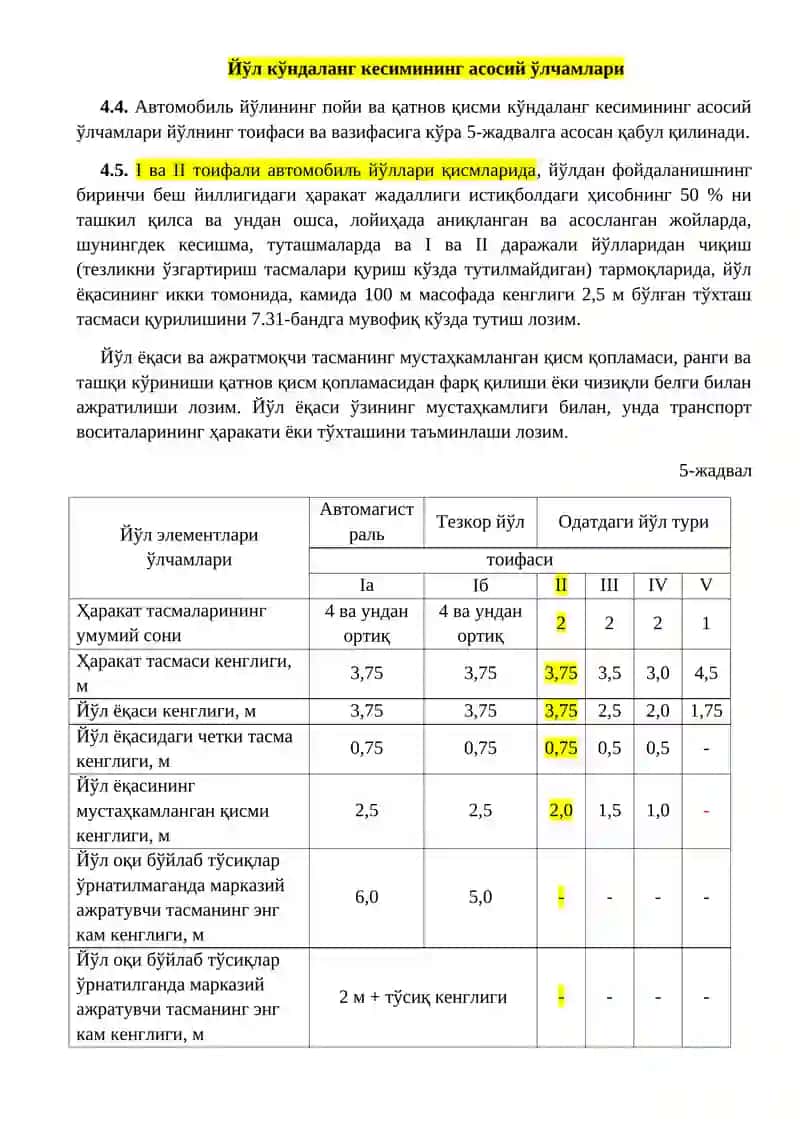 Ҳисобий тезлик ва оғирликлар 2