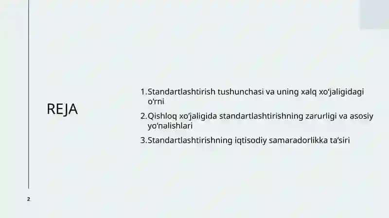 Xalq vaqishloq hoʻjaligida standartlashtirishning ahamiyati 2