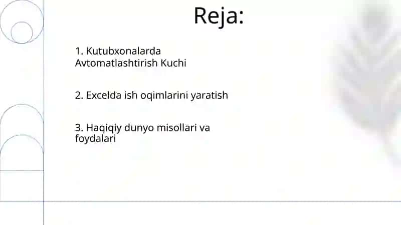 MS EXCEL dasturida kutubxonalarda avtomatlashtirilgan ish oʻrinlarini yaratish 2
