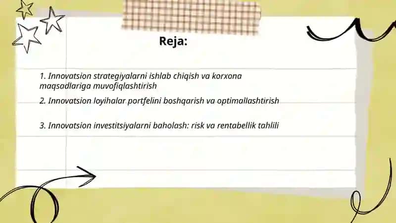 KORXONALARDA INNOVATSION FAOLIYATNI BOSHQARISH VA TAVAKKALCHILIKLARNI OPTIMALLASHTIRISH 2