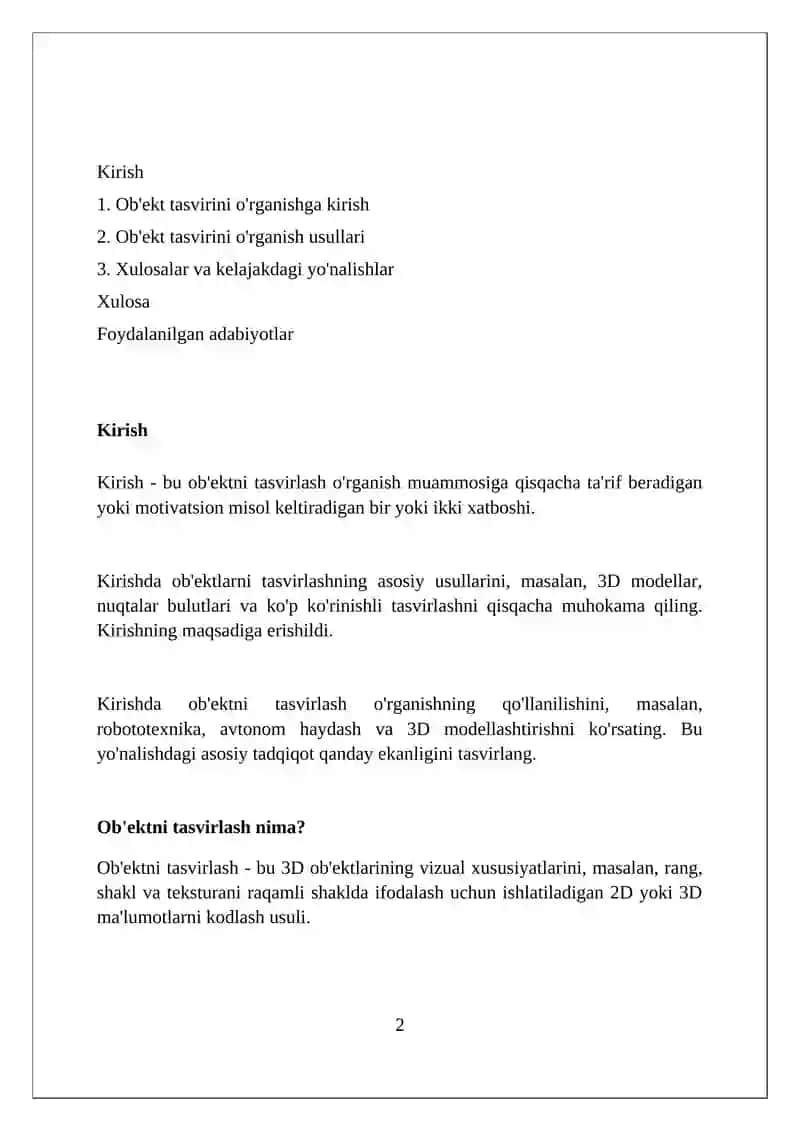 Ob'ektni tasvirlash 2