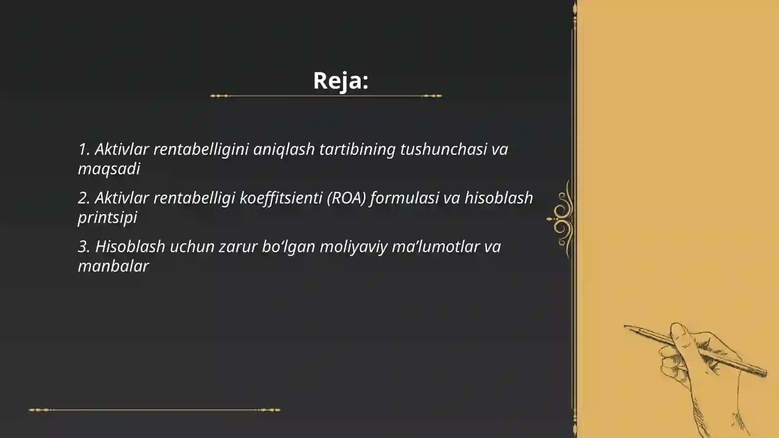 Aktivlar rentabelligini aniqlash tartibi 2