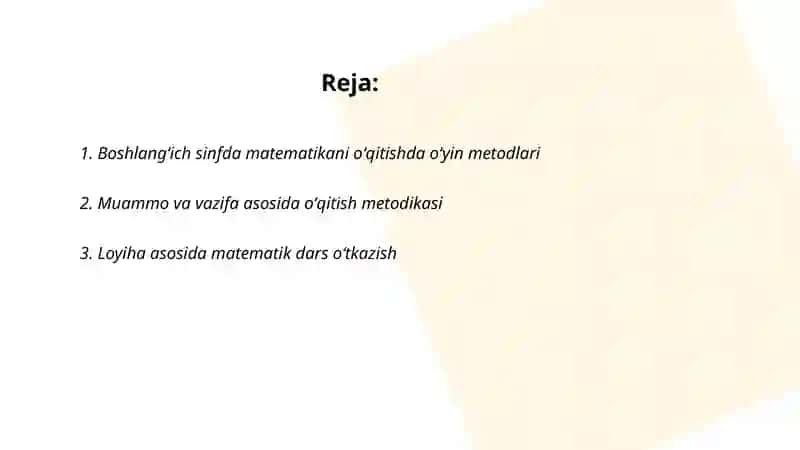 Boshlang'ich sinfda matematika oʻqitish metodlari 2