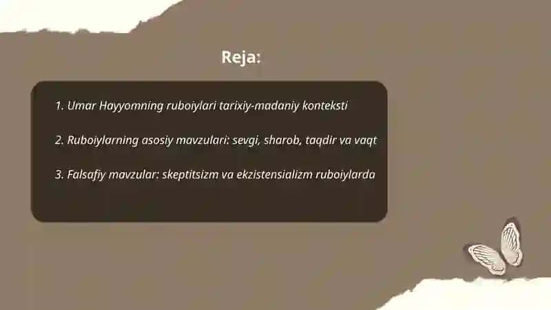 Umar Hayyom ruboiylari mutolaasi 2