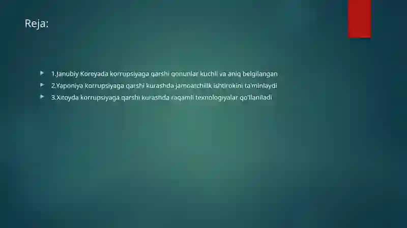 Korrupsiyaga qarshi kurash bo’yicha Janubiy Koreya, Yaponiya, Xitoy, Singapur va Qozog'iston tajribasi 2