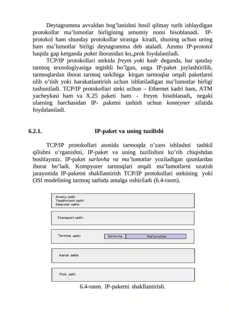 TCP/IP steki protokollarining ma’lumotlar birliklari 2
