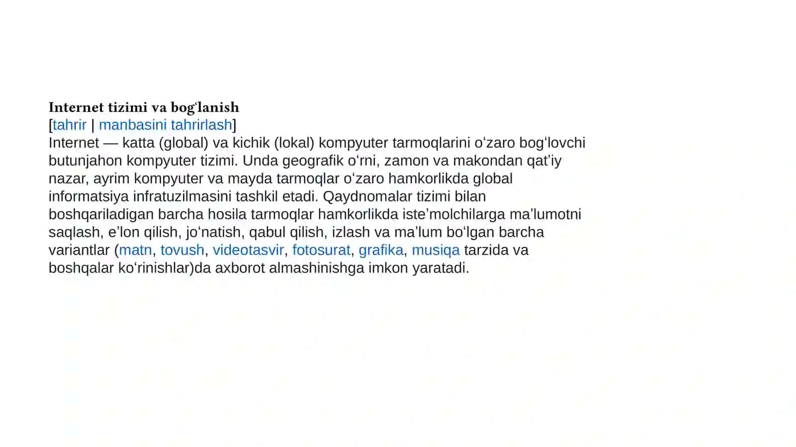 Internet tarmogʻining tuzilishi 2