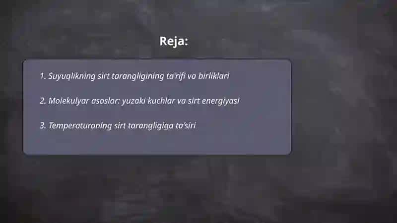 Suyuqlikning sirt tarangligi 2