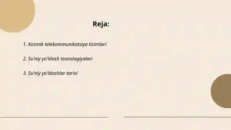Kosmik tealiklar.Su'niy yuldishlar formulasi bilan 2