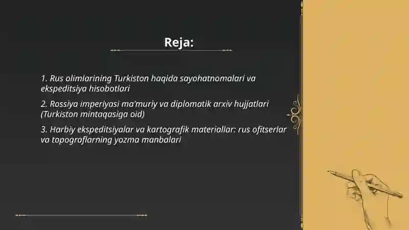 Turkiston tarixiga oid rus olimlarining yozma manbaalari 2