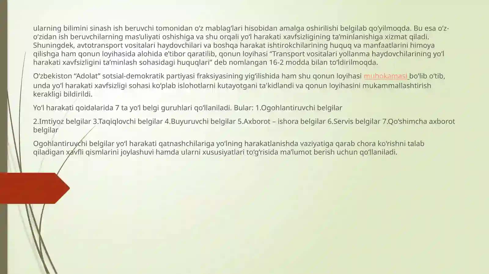 Yo‘l harakati sohasidagi qonunchilik asoslari 2
