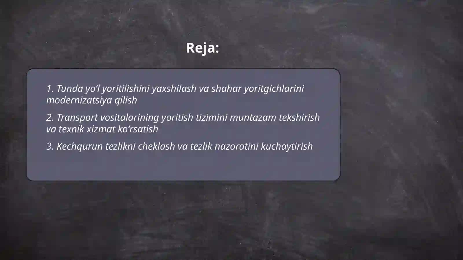 Tunda sodir boʻladigan YTH larning oldini olish choralari 2