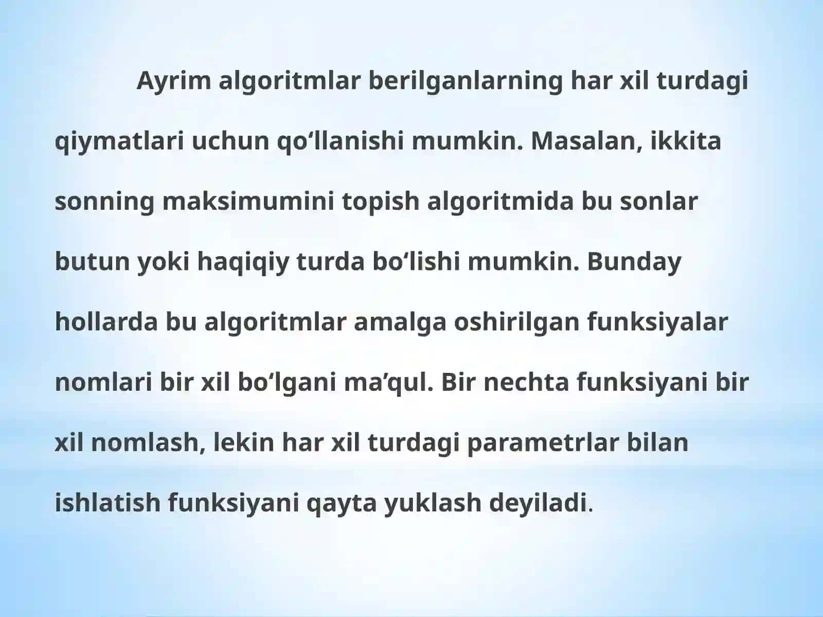 Qayta yuklanuvchi metodlarga oid misollar 2