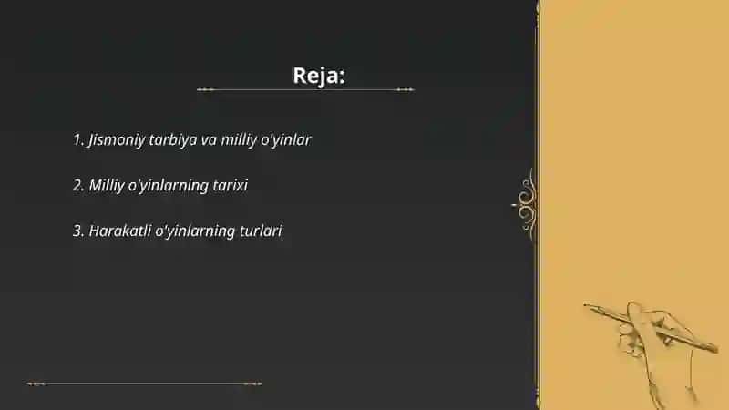 Milliy va harakatli o’yinlarning tasnifi bo’yicha bilimlarni rivojlantirish 2