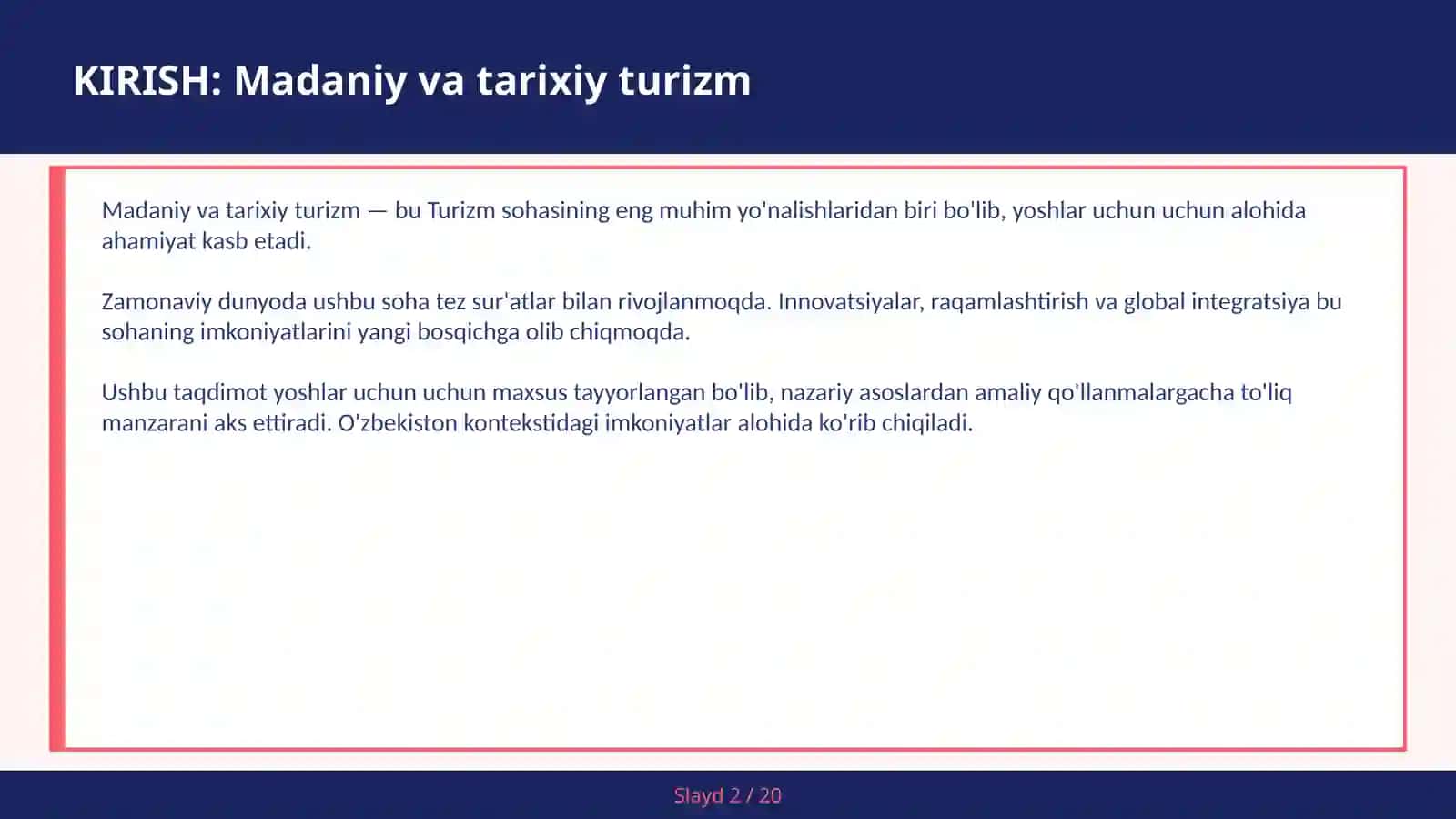 Madaniy va tarixiy turizm 2
