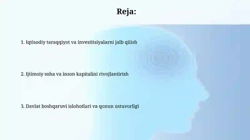 Oʻzb Res Pr Sh. M.ning 29.12.2020 dagi Oliy Majlisga Murojaatnomasidagi koʻrilgan ustuvor masalalar 2