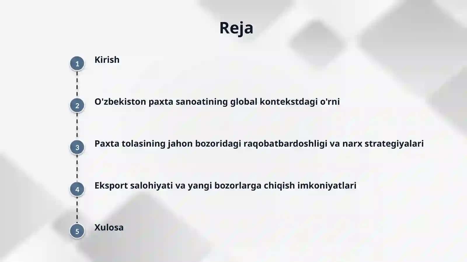 Respublikamiz paxta tolasining jahon bozorida tutgan o‘rnini baholash 2