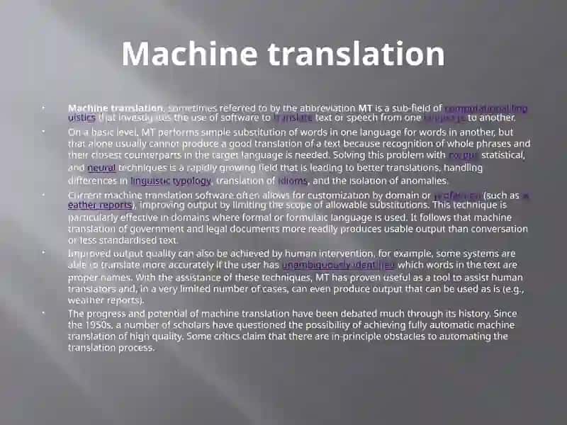Machine Translation and Editing 2