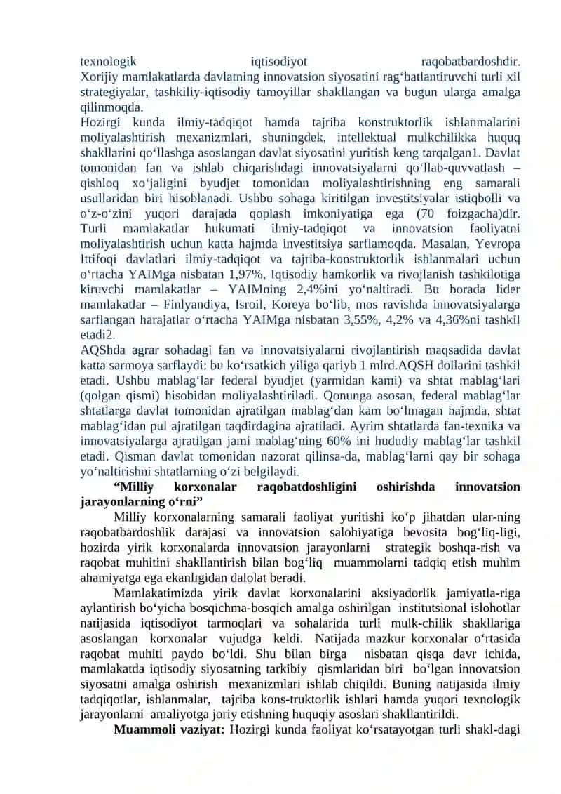 INNOVATSION IQTISODIYOTNI RIVOJLANTIRISH OMILLARI 2