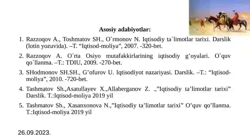 O‘rta Osiyo Mutaffakirlari Iqtisodiy G’oyalar 2