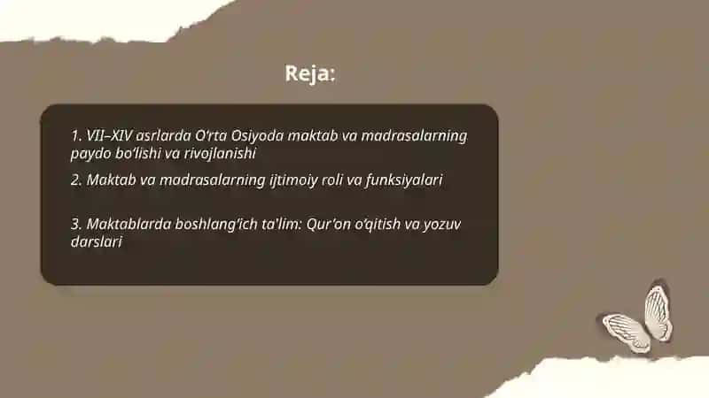 VII–XIV asrlarda O‘rta Osiyoda maktab va madrasalar 2