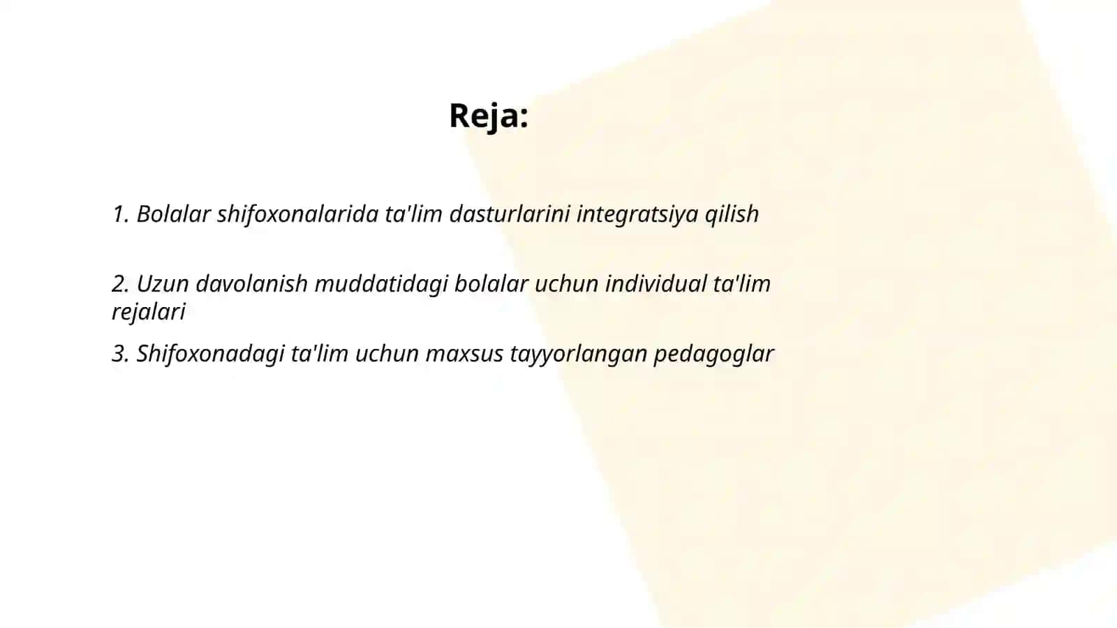 Bolalar shifoxonalarida ta'lim dasturlarini integratsiya qilish 2