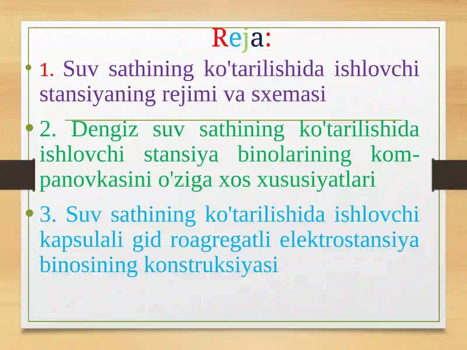 DENGIZ SUV SATHINING KO’TARILISHI VA PASAYISHIDA ISHLOVCHI ELEKTROSTANSIYALAR 2