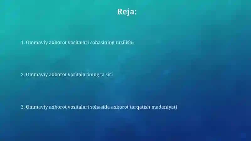Ommaviy axborot vositalari sohasi 2
