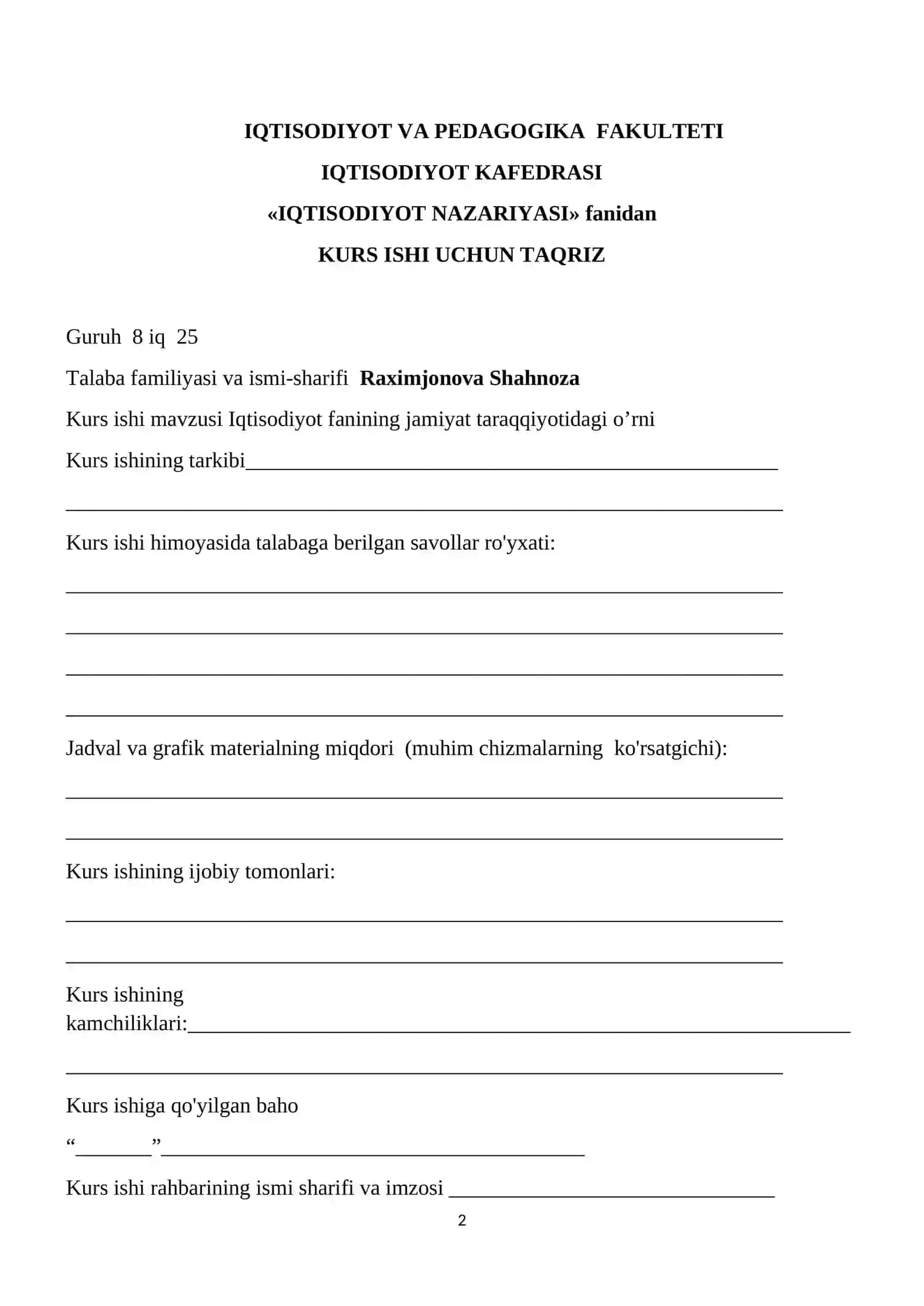 IQTISODIYOT NAZARIYASI KURSI 2