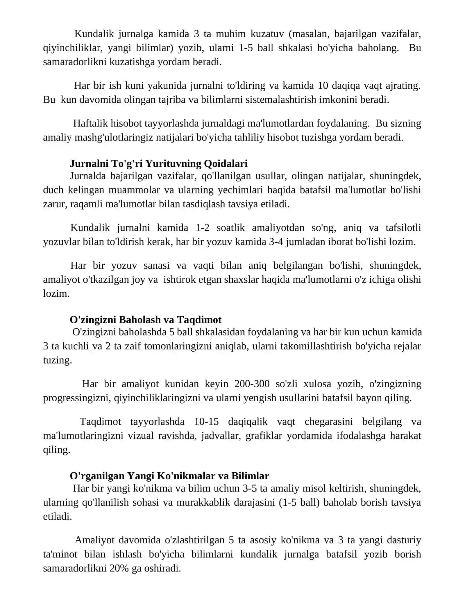 Kunlik Vazifalarni Rejalashtirish va Qayd etish 2