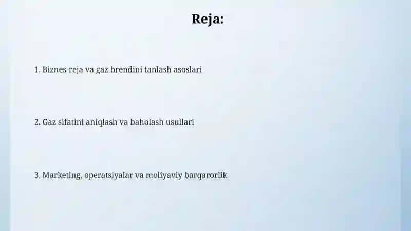 Biznes reja yaratish. Eng sifatli gaz markasi qanday aniqlanadi 2