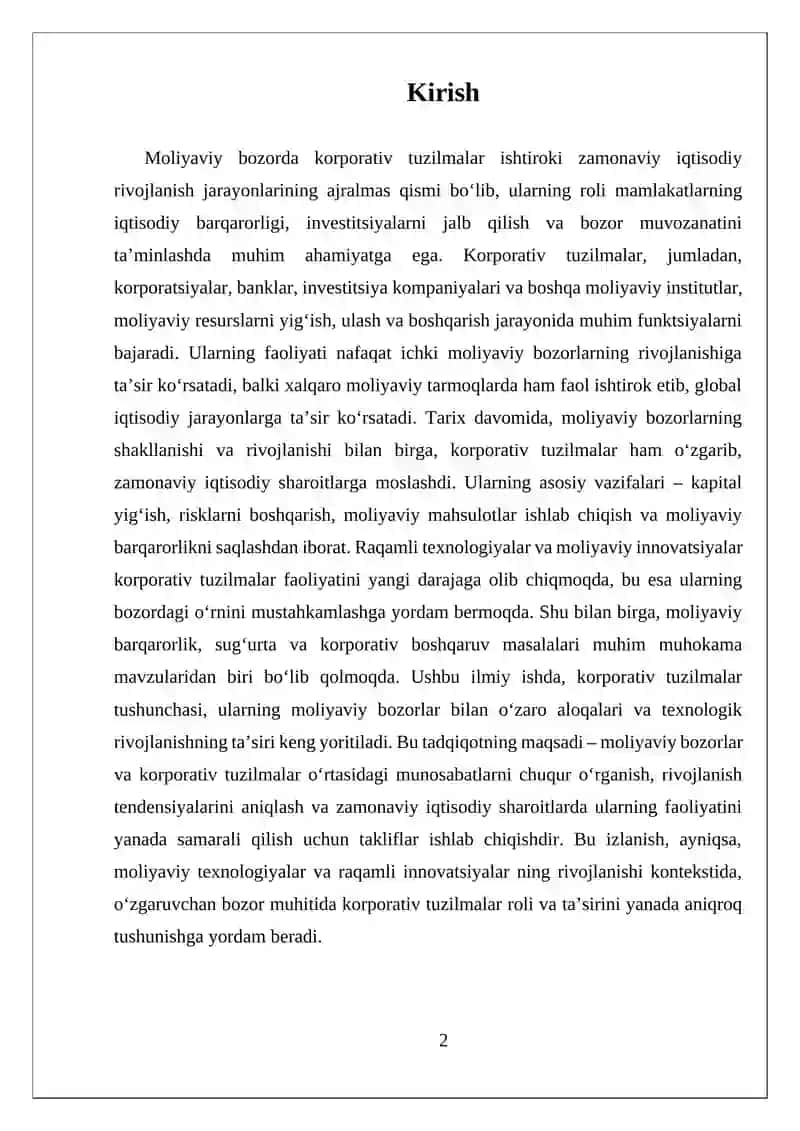 Moliyaviy bozorda korporativ tuzilmalar ishtiroki 2