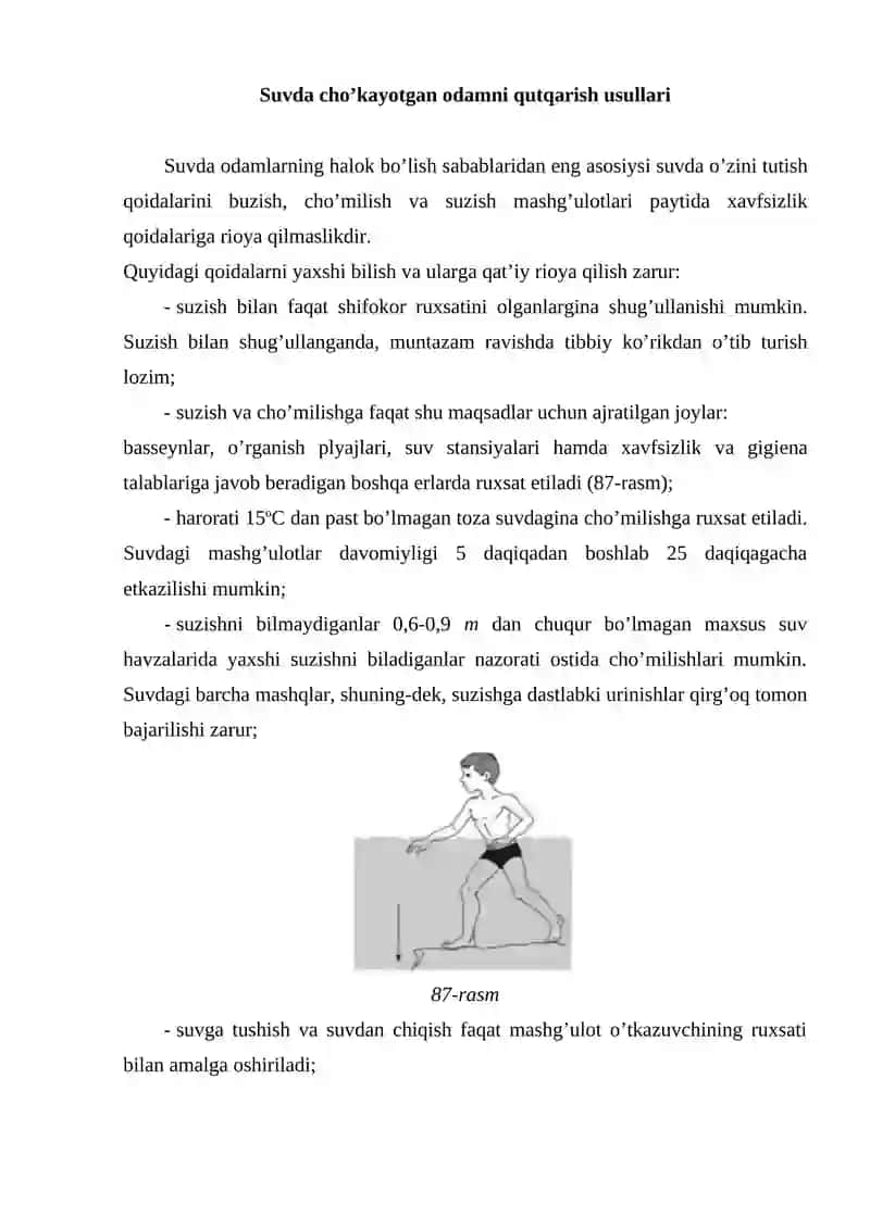 Suvda cho'kayotgan odamga birinchi yordam ko'rsatish 2