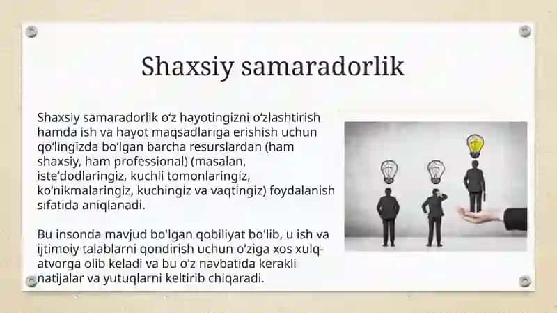 Shaxsiysamaradorlik 2