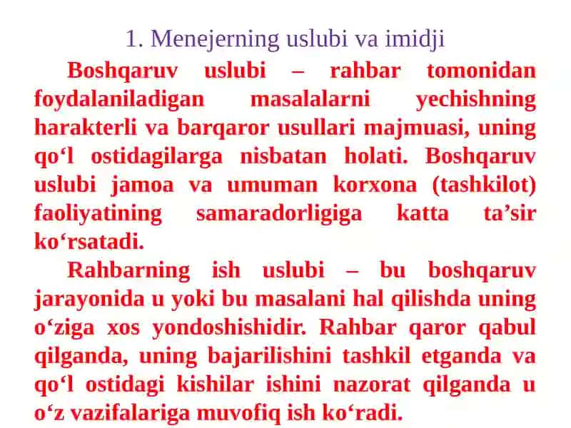MENEJER USLUBI VA MADANIYATI 2