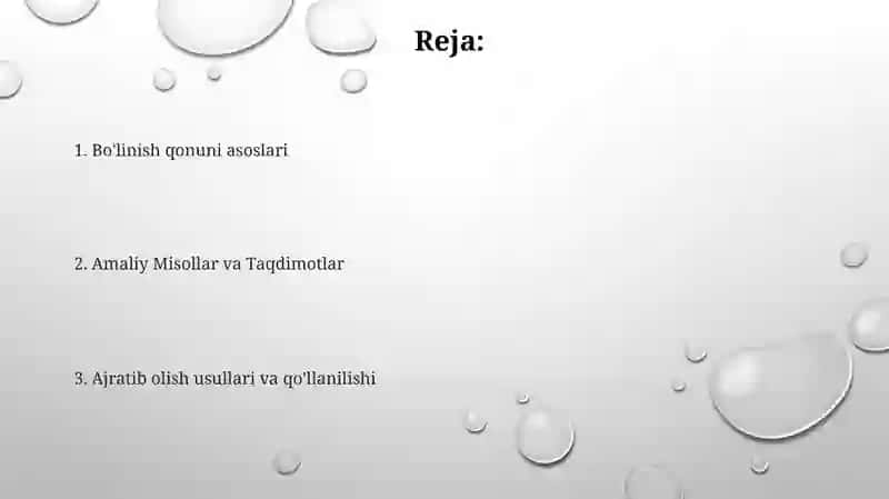 Taqsimlanish qonuni va ekstraksiya 2