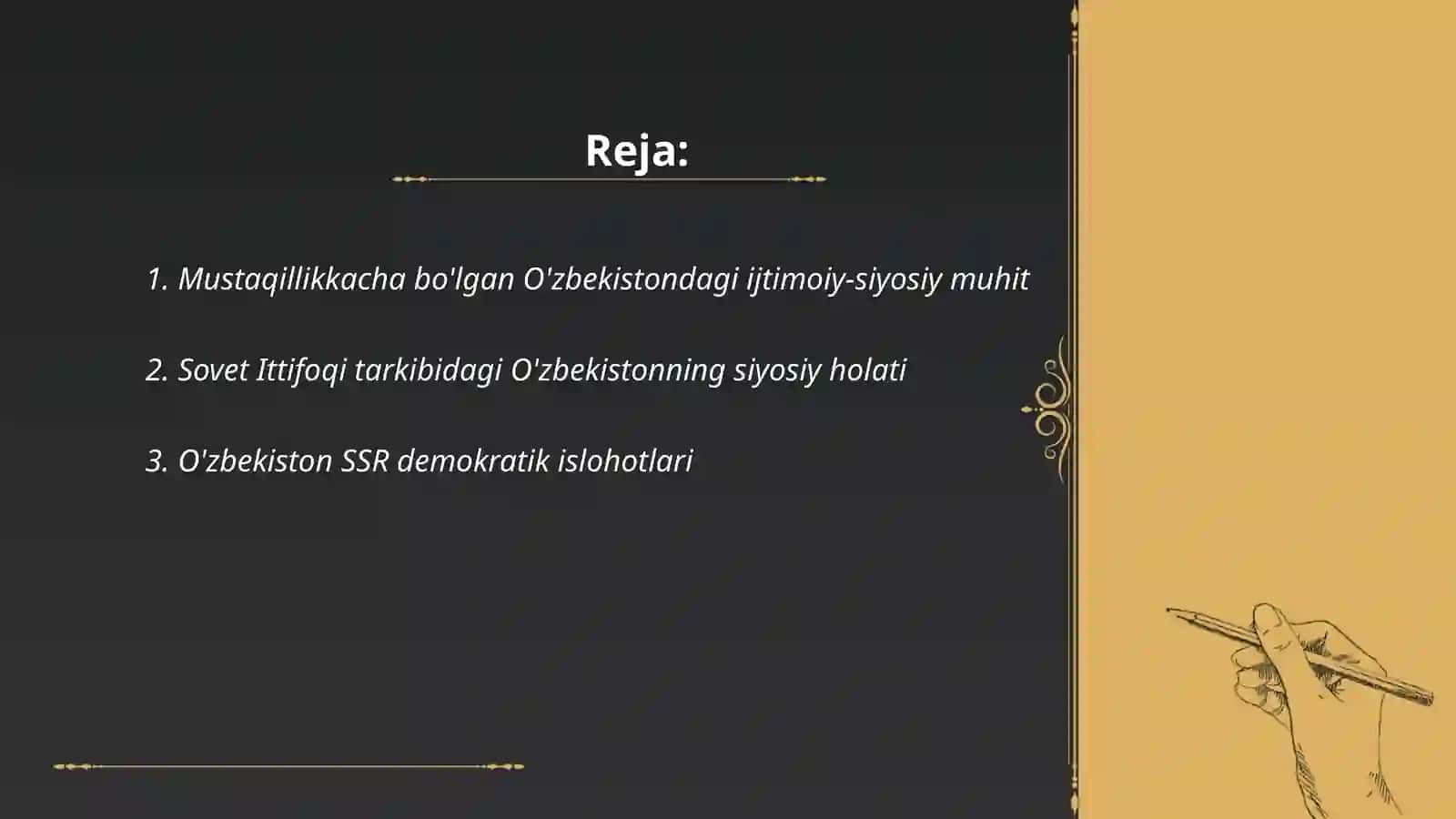 MUSTAQILLIKKA ERISHISH ARAFASIDA O‘ZBEKISTONDAGI IJTIMOIY-SIYOSIY JARAYONLAR 2