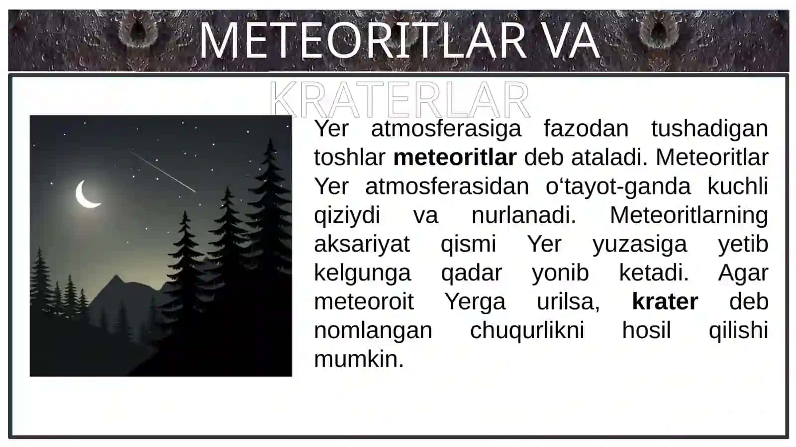 METEORITLAR VA KRATERLAR 2