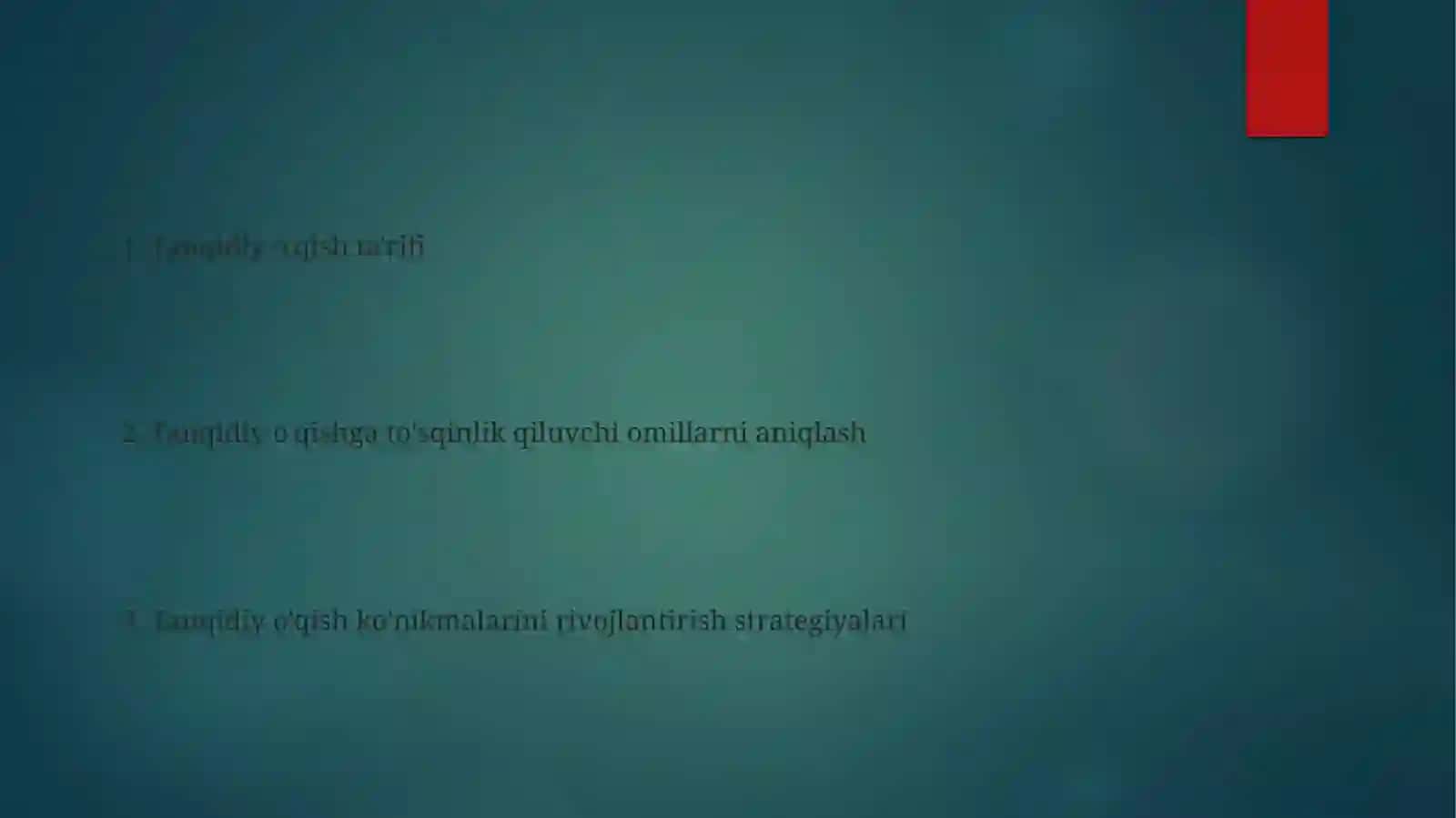 Tanqidiy o'qish ko'nikmalarini rivojlantirish strategiyasi 2