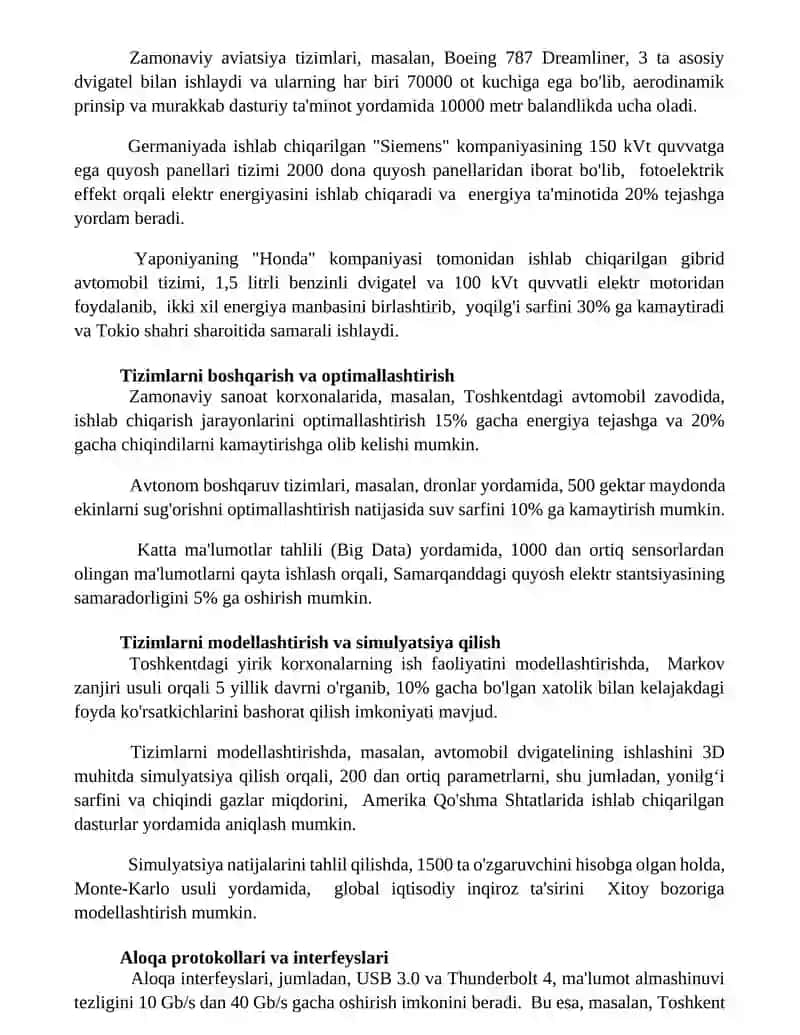Zamonaviy texnik tizimlar tahlili 2