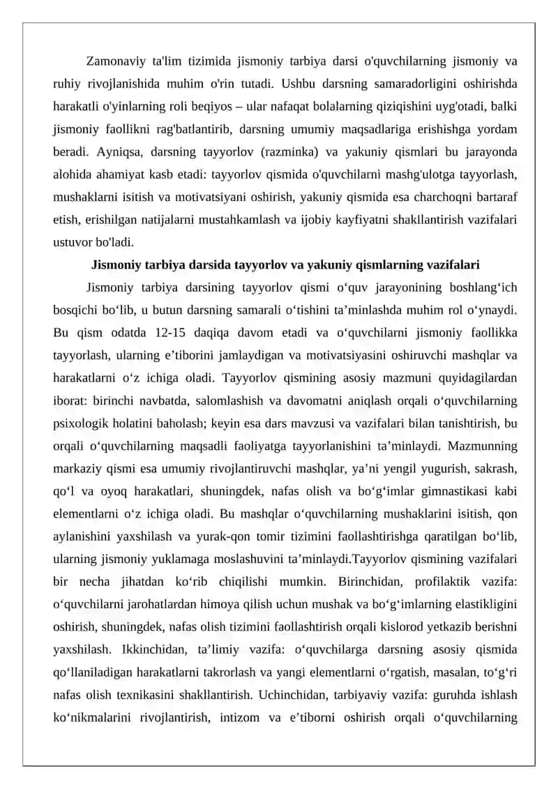 Jismoniy Tarbiya Darsi Harakatli O'yinlari 2