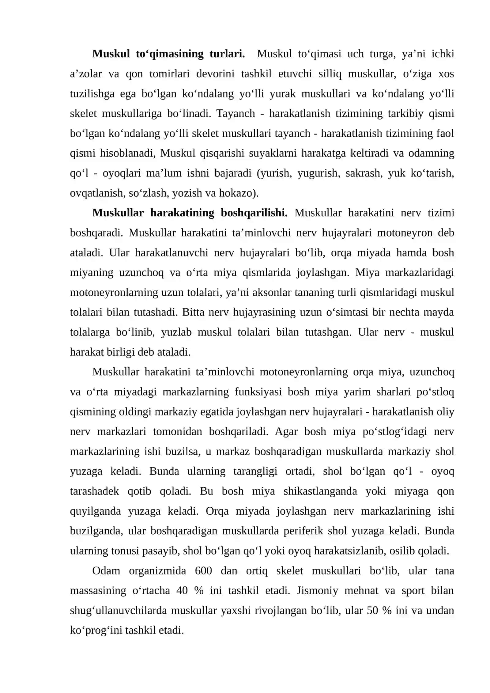 Muskullarning tuzilishi, shakllari, nomlanishi 2