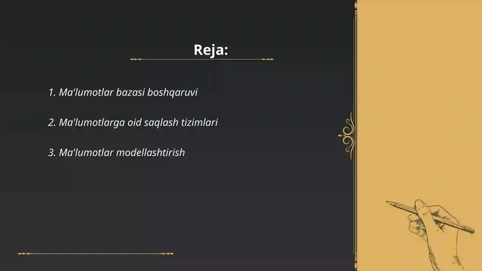 Ma'lumotlar bazasi boshqaruvi 2