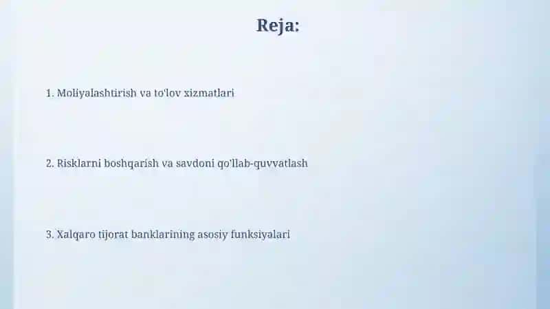 Xalqaro tijoratbanklarining funksiyalari 2