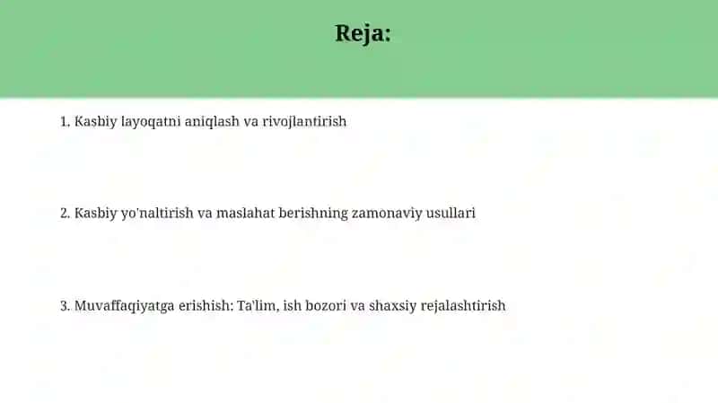 Trening "Kasbiy layoqatni aniqlash va kasbiy yo'naltirish" 2