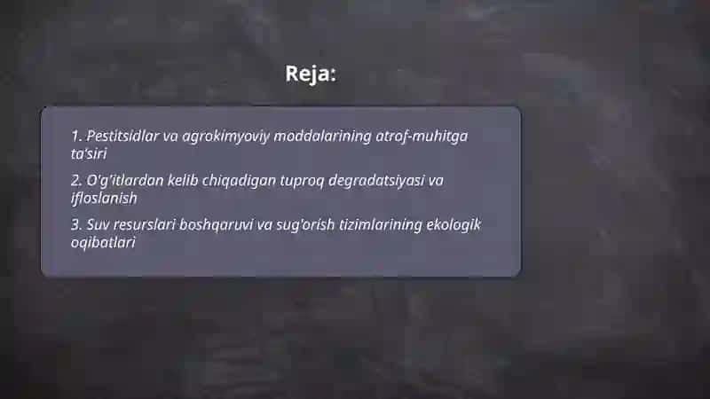 Oziq-ovqat ishlab chiqarishning ekologik jihatlari 2