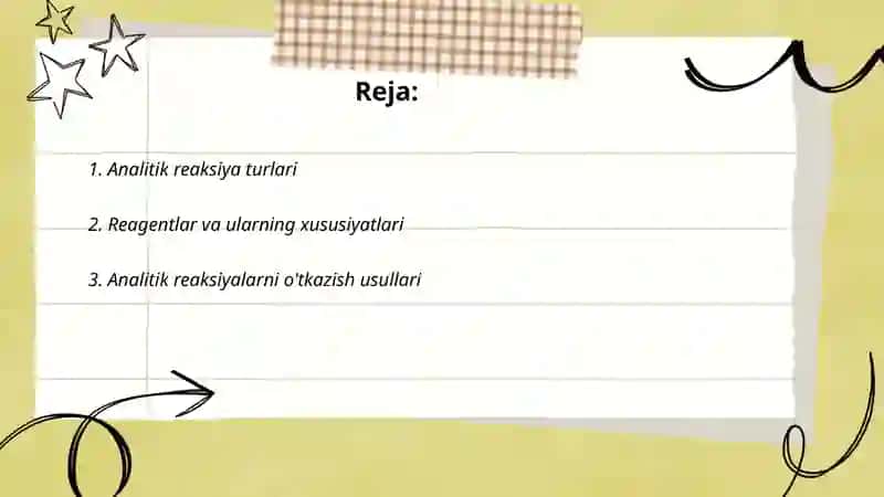 Analitik reaksiyalarni o'tkazish usullari va amalga oshirish shart-sharoitlari 2